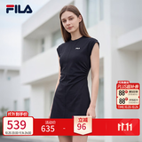 斐乐 斐乐官方女装针织连衣裙2025夏季新款时尚休闲无袖收腰裙子 正黑色-BK L 170/88A/L