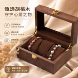 夺金匠手工手表首饰收纳盒多表位防尘放磁防潮胡桃木色3表位