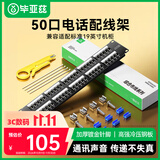 毕亚兹 50口电话配线架 语音配线架 工程级加厚镀金RJ11电话线水晶头直插配线架机架模块式理线器