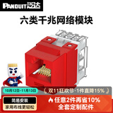 泛达 泛达超五5类超六6a类NK模块非屏蔽RJ45网线模块86型单口双口网络面板千兆万兆 六类千兆模块-红色