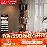 乐系旋转书架360度书柜可移动置物架落地收纳架组合实木书架 包安装【橡胶木可移动】6层-胡桃色