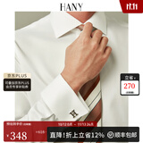汉尼（HANY）200支纯棉法式衬衫男长袖结婚商务老钱风男士西装袖扣白衬衣 卡萨曼纯白 【温莎领-斜纹-200支成衣免烫】 42