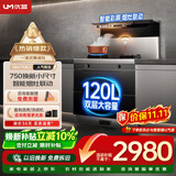 优盟（UM）集成灶一体式750mm小户型家用大吸力侧吸下排自清洁小尺寸抽油烟机燃气灶套装天然气JJZT-UJ257