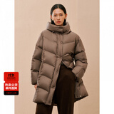 太平鸟女装羽绒服连帽泡芙冬保暖面包服外套 咖色中长款 L