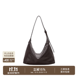 裘真（qiuzhen）【明星推荐】 经典hobo包植鞣牛皮腋下通勤休闲饺子女包 咖啡色-小号（羊皮）预售30天 小包/大包