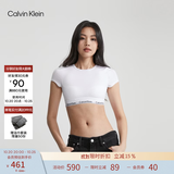 Calvin Klein内衣【摩登引力带】女ck无钢圈轻运动可外穿短款T恤式文胸 100-月光白 M 推荐75B-85A