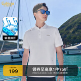 卡宾（CABBEEN）【凉感珠地】短袖Polo衫男印花短袖翻领高级t恤男款上衣 漂白色02 M /170/48