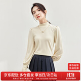 尚都比拉秋冬半高领灯笼袖针织衫女修身显瘦打底衫内搭上衣