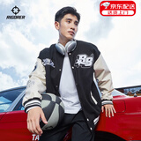 准者旋风棒球服夹克外套男装2026薄款美式复古PU皮袖休闲宽松运动开衫 909纯正黑 【春秋薄款】 XL