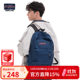 JANSPORT杰斯伯双肩包女男26L隔层轻便大容量背包学生书包 4QUE 003 海军蓝【升级款】侧袋+隔层