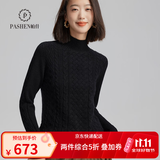 帕什羊绒衫女半高领100山羊绒秋冬厚款针织毛衣女PS-06 黑色 M (90-105斤)