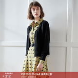 颜域V领开衫外套女士针织衫通勤百搭2023年秋季新款纯色显瘦外搭 黑色 S/36