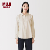 MUJI女式 法兰绒 衬衫领长袖衬衫  女士衬衣外套内搭象牙色 6A M