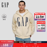 GAP男女装秋季logo印花抓绒宽松运动连帽衫卫衣786920 米色 XL (180/100A)亚洲尺码【偏大,建议拍小一码】