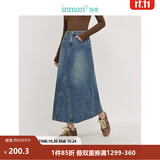 茵曼（INMAN）【100%棉】绣花衬衫女2026秋季女装新款白色立领休闲宽松长袖衬衣 牛仔蓝半身裙-18438189 M （裤子 27码）