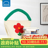 乐扣乐扣（LOCK&LOCK）清新玻璃保鲜盒微波饭盒三件套(630ml*2+便当包)LNG428S602白色