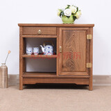 慢象红木家具非洲鸡翅木（学名：非洲崖豆木）中式实木餐边柜茶水柜客厅玄关柜储物柜收纳柜边柜 素面茶水柜右 长80*宽38*高70cm