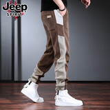 JEEP SPIRIT休闲裤男秋冬新款束脚灯芯绒宽松潮流拼接潮流加厚长裤子男 981驼色 XL