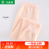 AB内衣保暖裤 女士三层夹棉纯棉中厚秋裤打底线裤秋冬棉毛裤T866 淡玉 2XL