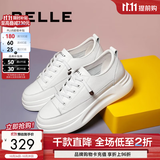 百丽（Belle）双11小白鞋女鞋商场款厚底增高一脚蹬单鞋透气休闲鞋U8N1DAM3 白色 38 (240mm)