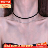 倾欣 高颜值锁骨链黑色choker颈链铃铛项圈女生cos蕾丝绑带猫咪项链 黑绳+闪钻组合1件套