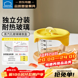 乐扣乐扣辅食盒玻璃保鲜盒小宝宝冷冻储存罐可蒸煮辅食杯姜黄圆形儿童饭盒