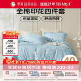 罗莱家纺100%纯棉床上四件套 ins风床单被套双人套件 200*230cm