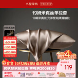 水星家纺枕套真丝枕套100%桑蚕丝枕头套19姆米真丝枕芯套单只装48x74cm咖