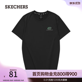 斯凯奇（Skechers）T恤男女款短袖简约透气百搭情侣运动上衣 碳黑/0018 S