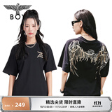 BOY LONDON【金翼锁链】夏季短袖情侣款翅膀烫金潮牌凉感T恤N01918 黑色N01021经典款 XS