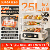苏泊尔（SUPOR）电蒸锅 25L三层大容量速蒸魔方电热锅 家用多功能电蒸箱 加长蒸屉蒸鱼多用途锅ZN32FK995