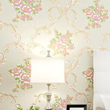 雨涵自粘无纺布墙纸墙贴现代简约自贴立体3D卧室客厅电视背景墙纸 22701米白色5米价*53厘米