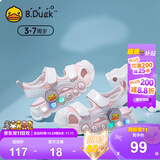 B.Duck小黄鸭儿童包头凉鞋夏季男女童发光鞋时尚灯鞋凉鞋5026白粉26