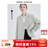 VEGA CHANG小西装女2026年春季新款法式小众宽松显瘦女士西服外套 淡抹茶色 L