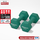 PROIRON普力艾 哑铃环保浸塑男士家用健身器材六角纯铁哑铃 4KG一对装