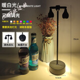 led充电酒吧台灯户外高杆射灯餐厅桌面餐桌清吧桌灯氛围灯小夜灯 黑色+双头B+暖白光+充电器 【3600毫安】 触摸开关