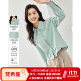 梵希蔓设计感白色衬衫女2026早春新款假两件拼接衬衣百搭打底上衣 M2650 绿白条纹 S