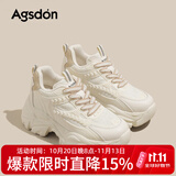 奥古狮登（Agsdon）老爹鞋女秋季ins潮麦穗百搭鞋子女厚底增高运动鞋 I231151 米杏37