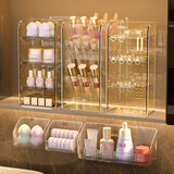 KAMAN镜柜收纳盒卫生间洗漱台柜内化妆品口红置物架浴室壁挂式整理盒子 立式首饰架【透明】1个装