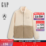 盖璞（GAP）男女装春款logo抱抱绒宽松拉链立领卫衣外套786558 米色 M (170/92A)亚洲尺码【偏大,建议拍小一码】
