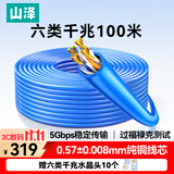 山泽六类千兆网线【工程版0.57±0.008mm纯铜芯】CAT6类非屏蔽 家装网络布线POE监控箱线100米SZ-6100