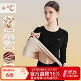 猫人保暖内衣女士发热羊毛秋衣秋裤套装加厚加绒含内穿打底线衣线裤冬 【羊毛发热+蚕丝润肤】墨黑 M 【建议重100斤以内】