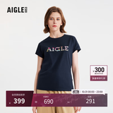 AIGLE艾高轻奢短袖T恤春夏户外休闲运动舒适圆领套头女士上衣 深海军蓝 BC511 36(160/84A)