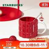 星巴克（Starbucks）红色格纹款马克杯(配搅拌棒)490ml陶瓷水杯咖啡桌面杯节日礼物