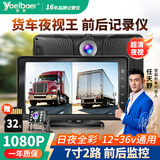 誉霸货车监控行车记录仪 32G高清夜视前后双镜头24v通用录像倒车影像