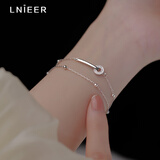 Lnieer925银手链女生双层叠戴ins小众设计轻奢高级感银手环七夕礼物手链 双层叠戴手链