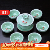 祥业功夫茶具整套装家用陶瓷茶壶茶杯盖碗公司送礼礼品定制礼盒装 七件盖碗款 安全装