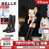 百丽（Belle）双11孙千同款双子星骑士靴女冬季新款保暖加绒显瘦瘦靴B9V1D预售 经典版-黑色 【孙千/沈月同款】 38 (240mm)