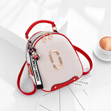 磁点多功能小包包女2025百搭双肩包韩版拼色甜美小清新旅行斜背小背包 五金款（米白拼红）