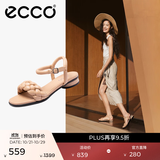 爱步（ECCO）凉鞋女 方头一字带通勤休闲百搭粗跟凉鞋 雕塑233803 浅棕色23380361103 38